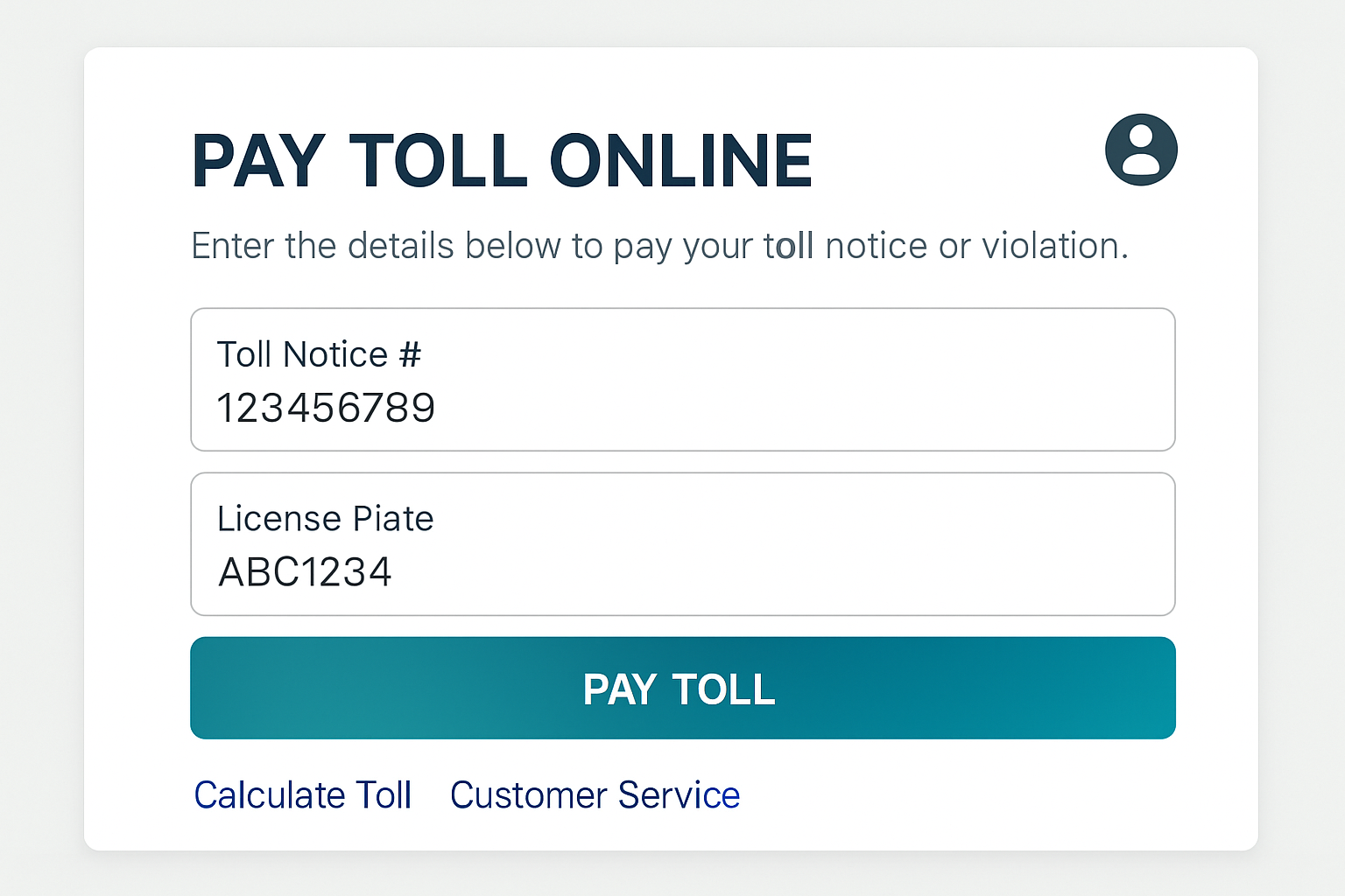 User-friendly online toll payment portal